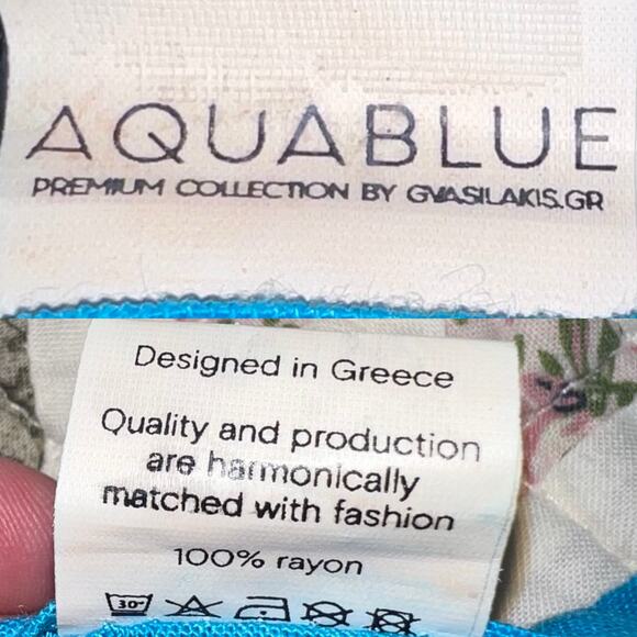 AquaBlue Evil Eye Kaftan Premium Collection By GVASILAKIS.GR Designed in Greece - Picture 9 of 10